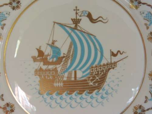 SPODE CHRISTMAS PLATE 1972 "I SAW THREE SHIPS" - LIMITED PRODUCTION