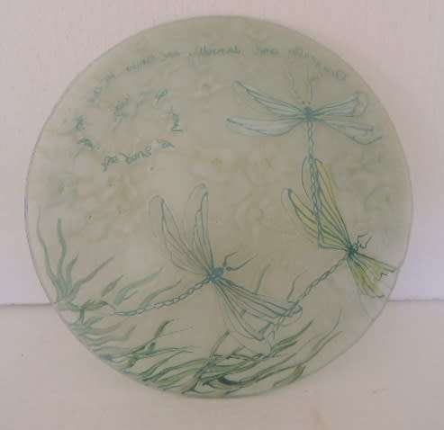 OPALESCENT BOWL WITH DRAGONFLYS