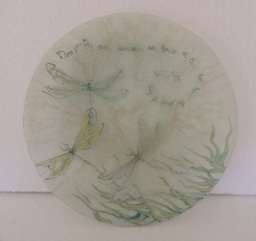 OPALESCENT BOWL WITH DRAGONFLYS