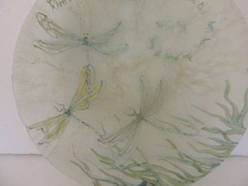 OPALESCENT BOWL WITH DRAGONFLYS