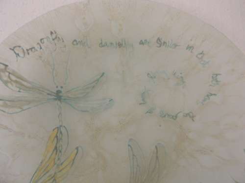 OPALESCENT BOWL WITH DRAGONFLYS