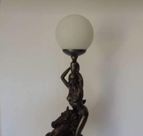 MAGNIFICENT LAMP - NUDE LADY ON REARING HORSE - PRICE REDUCED