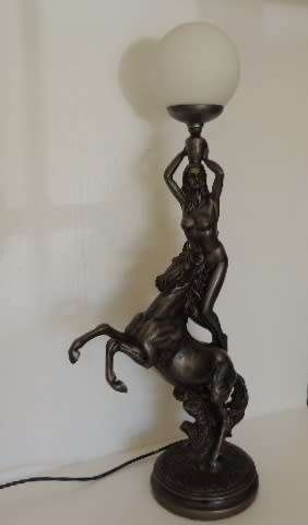 MAGNIFICENT LAMP - NUDE LADY ON REARING HORSE - PRICE REDUCED