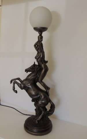 MAGNIFICENT LAMP - NUDE LADY ON REARING HORSE - PRICE REDUCED