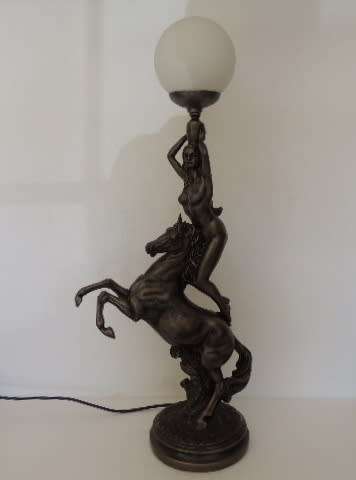 MAGNIFICENT LAMP - NUDE LADY ON REARING HORSE - PRICE REDUCED