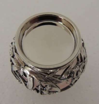 FROSTED PINK PERFUME BOTTLE WITH AMAZING ART NOUVEAU STYLE DECORATION