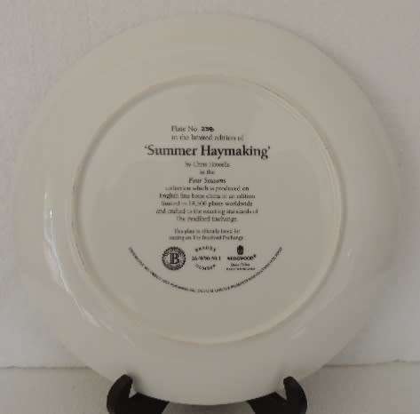 WEDGWOOD RACK PLATE - FOUR SEASONS - "SUMMER HAYMAKING" WITH COA