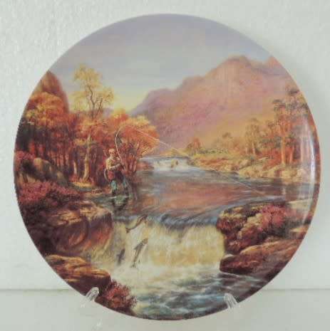 WEDGWOOD PLATE FROM "GONE FISHING" SERIES - " THE SALMON LEAP" with COA