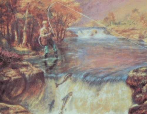 WEDGWOOD PLATE FROM "GONE FISHING" SERIES - " THE SALMON LEAP" with COA