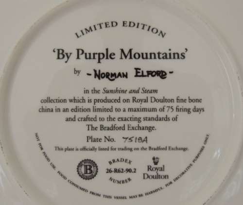 Royal Doulton Plate - `BY PURPLE MOUNTAINS` (Price reduced)