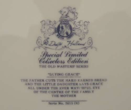 DELFT RACK PLATE - "SAYING GRACE"