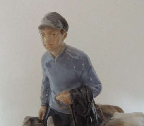 ROYAL COPENHAGEN FIGURINE - BOY WITH TWO CALVES # 1858 FOR JOHANNES