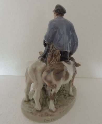 ROYAL COPENHAGEN FIGURINE - BOY WITH TWO CALVES # 1858 FOR JOHANNES