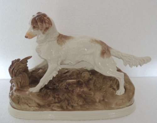GERMAN NYMPHENBURG PORCELAIN SPANIEL HUNTING DOG - BY P.J. MENE