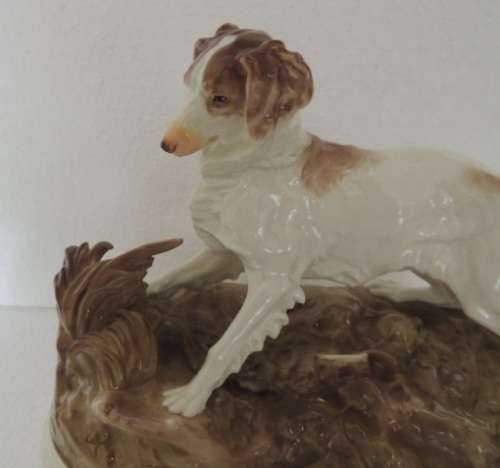 GERMAN NYMPHENBURG PORCELAIN SPANIEL HUNTING DOG - BY P.J. MENE