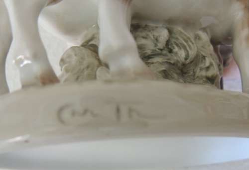 ROYAL COPENHAGEN FIGURINE - BOY WITH TWO CALVES # 1858 FOR JOHANNES