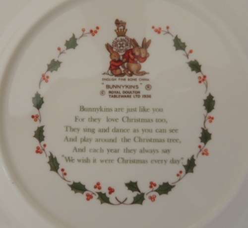 ROYAL DOULTON BUNNYKINS CHRISTMAS PLATE