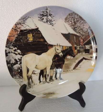 SPODE PLATE THE NOBLE HORSE CHRISTMAS COLLECTION - "BOXING DAY" BOXED WITH COA