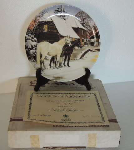 SPODE PLATE THE NOBLE HORSE CHRISTMAS COLLECTION - "BOXING DAY" BOXED WITH COA