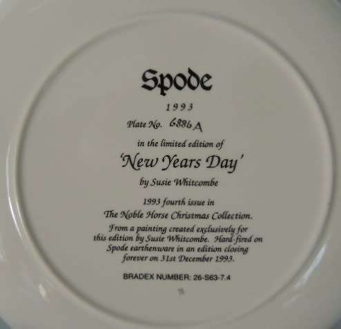 SPODE PLATE THE NOBLE HORSE CHRISTMAS COLLECTION - "NEW YEAR'S DAY" BOXED WITH COA