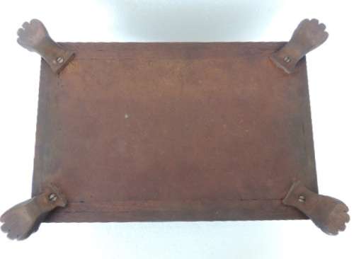 EXQUISITELY CARVED TEAK BOX ON PAW FEET