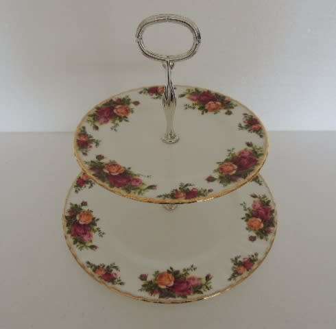 ROYAL ALBERT TWO TIER SERVER - "OLD COUNTRY ROSES"