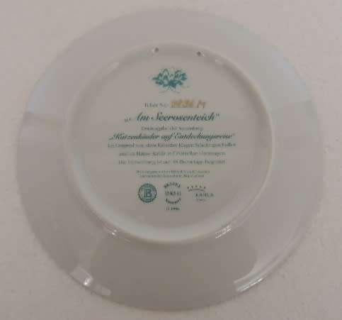 JURGEN SCHOLTZ CAT PLATE - "AM SEEROSENTEICH", KAHLA GERMANY
