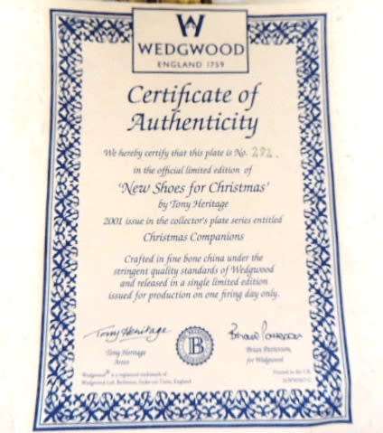 WEDGWOOD PLATE - "NEW SHOES FOR CHRISTMAS", boxed with COA