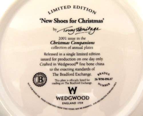 WEDGWOOD PLATE - "NEW SHOES FOR CHRISTMAS", boxed with COA