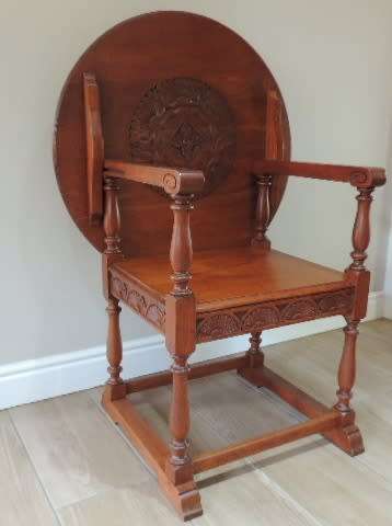 OAK MONKS CHAIR - METAMORPHIC, price reduced