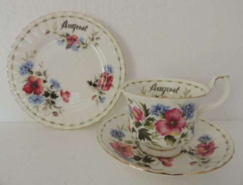 ROYAL ALBERT TRIO FLOWER OF THE MONTH - AUGUST