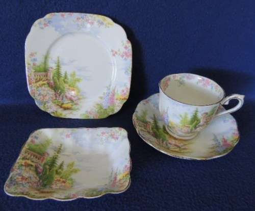 ROYAL ALBERT TRIO AND TRINKET DISH - "KENTISH ROCKERY", price reduced