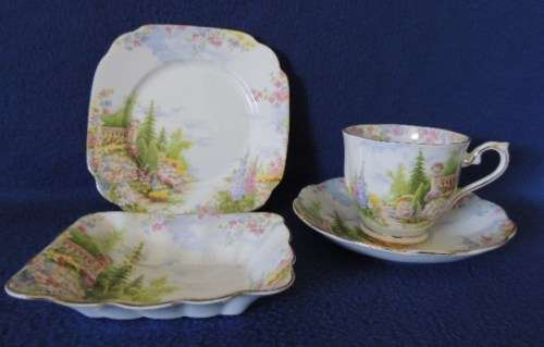 ROYAL ALBERT TRIO AND TRINKET DISH - "KENTISH ROCKERY", price reduced