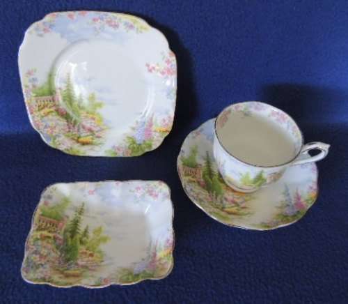 ROYAL ALBERT TRIO AND TRINKET DISH - "KENTISH ROCKERY", price reduced