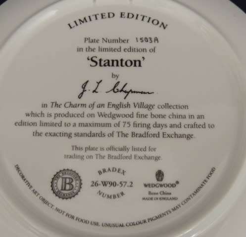 Wedgwood Limited Edition Plate - `STANTON` boxed with COA