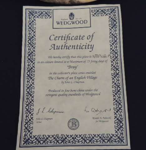 Wedgwood Limited Edition Plate - `BRAY` boxed with COA