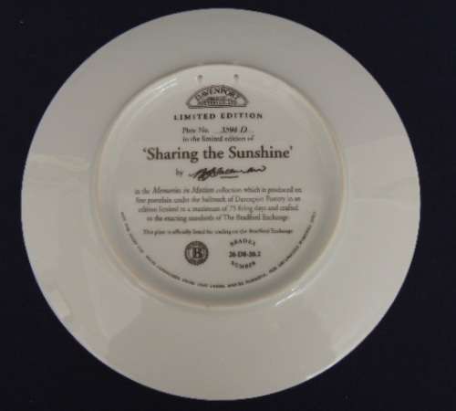 Davenport Limited Edition Plate - `SHARING THE SUNSHINE` (Price reduced)