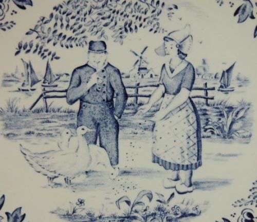 Boch Delft Plate - Feeding The Ducks - reserved for jacoba1964