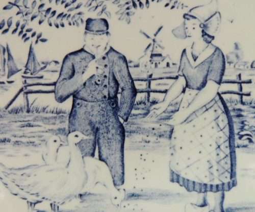 Boch Delft Plate - Feeding The Ducks - reserved for jacoba1964
