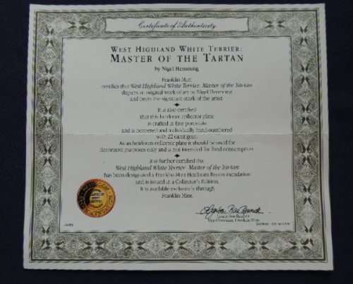 Franklin Mint West Highland White Terrier Plate - MASTER OF THE TARTAN
