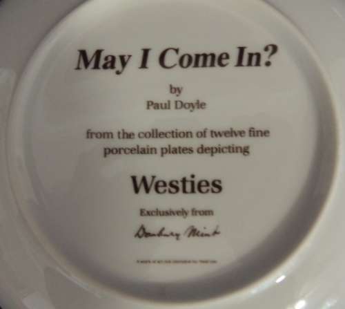 Danbury Mint WESTIES Collector`s Plate - MAY I COME IN?