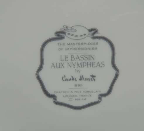 Limoges Masterpieces Of Impressionism - `LA BASSIN AUX NYMPHEAS`  by Claude Monet