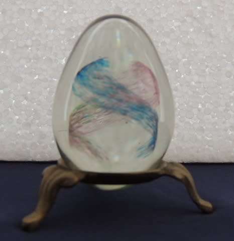 Two Art Glass Eggs On Stands