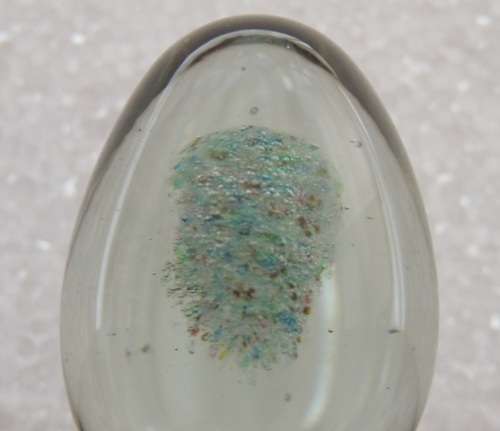 Two Art Glass Eggs On Stands