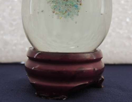 Two Art Glass Eggs On Stands