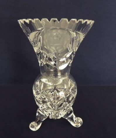 Rose and Leaf Cut Crystal Vase - 22 cm