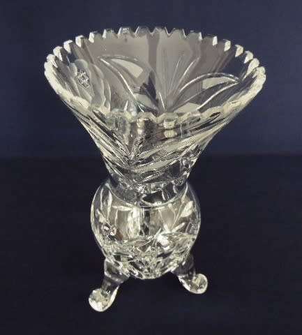Rose and Leaf Cut Crystal Vase - 22 cm