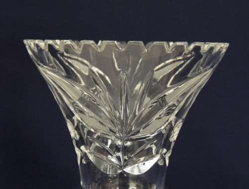 Rose and Leaf Cut Crystal Vase - 22 cm