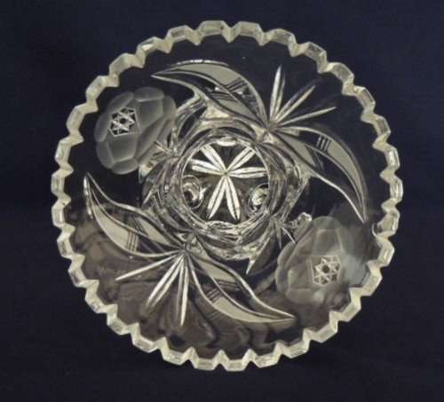 Rose and Leaf Cut Crystal Vase - 22 cm