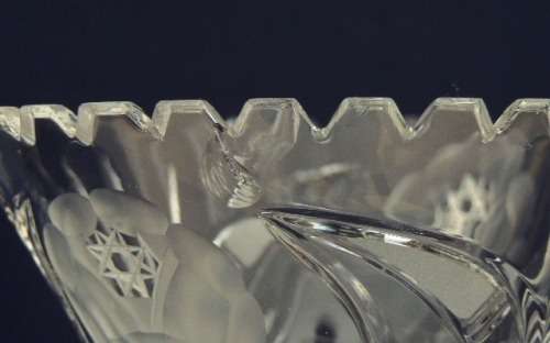 Rose and Leaf Cut Crystal Vase - 22 cm